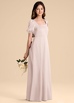 Azazie Briar Junior Blushing Pink A-Line Bow Stretch Satin Dress image6