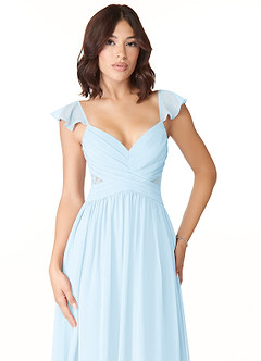 Azazie Lissa Bridesmaid Dresses Sky Blue A-Line Lace Chiffon Dress image6