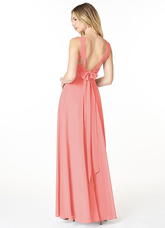 Azazie Julie Bridesmaid Dresses Coral A-Line Sweetheart Neckline Chiffon Dress image2