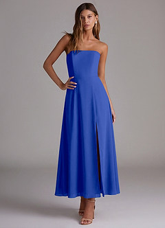 Azazie Wren Bridesmaid Dresses Royal Blue A-Line Strapless Chiffon Dress image5