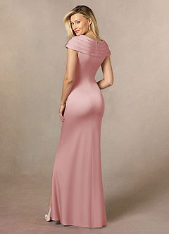 Azazie Anderson Mother of the Bride Dresses Powder Pink A-Line Pleated Stretch Satin Dress image5