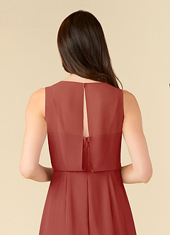 Azazie Marchioness Mother of the Bride Dresses Terracotta A-Line Scoop Pleated Chiffon Dress image6