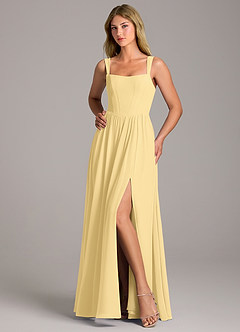 Azazie Rosaline Bridesmaid Dresses Butter A-Line Side Slit Chiffon Dress image5