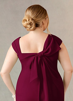 Azazie Ellen Mère de la mariée Robes Robe Fourreau en Crêpe Élastique Fente Latérale Bourgogne image11