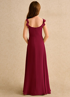 Azazie Puppy Girls Formal Flower Girl Dresses Burgundy A-Line Pleated Chiffon Dress image2