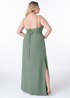 Azazie Mai Bridesmaid Dresses Silver Sage Sheath Pleated Chiffon Dress image9