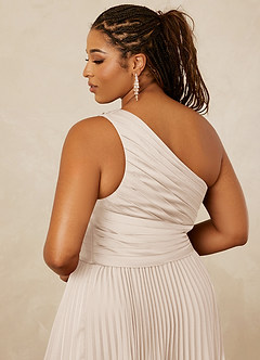 Christian Siriano Bridal for Azazie 1008 Bridesmaid Dresses White Alabaster A-Line One Shoulder Stretch Satin Dress image7