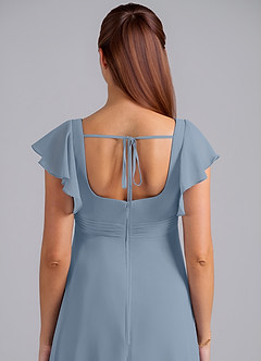 Azazie Bondi Maternity Bridesmaid Dresses A-Line Ruched Chiffon Floor-Length Dress image6