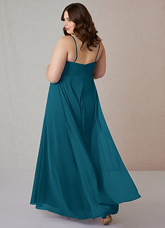 Azazie Emerald Bridesmaid Dresses Ink Blue A-Line Ruffled Chiffon Dress image8