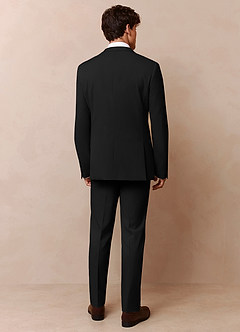 front Savile Black Wool Blend Suit Jacket