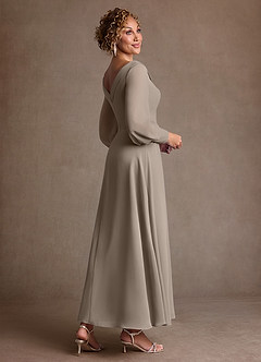 Azazie Paterson Abiti per la Madre della Sposa Abito A-Line in Chiffon Plissettato Taupe image4