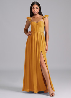 Azazie Denisse Jurken voor bruidsmeisjes Jurk van Chiffon met A-Lijn Ruches Boterbabbelaar image5