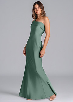 Azazie Driea Brudtärnklänningar Klä av Sjöjungfru i Stretch Satin Ena axeln Eukalyptus image6