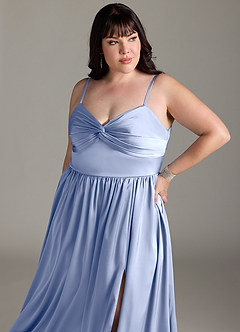 Azazie Zeya Bridesmaid Dresses Ice A-Line Pleated Stretch Satin Dress image14
