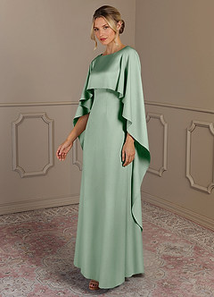 Azazie Eli Mère de la mariée Robes Robe Fourreau en Satin extensible Col de bateau Agave image3