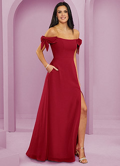 Barbie ♥ Azazie Bridesmaid Dresses Scarlet A-Line Off the Shoulder Chiffon Convertible Dress image4