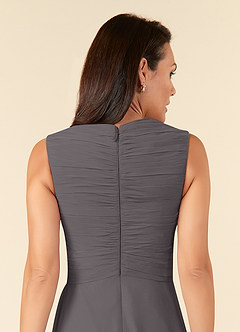 Azazie Theron Mother of the Bride Dresses Steel Grey A-Line V-Neck Pleated Chiffon Dress image5