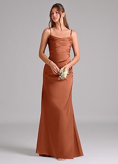Azazie Lucille Brautjungfernkleider Wandelbar Meerjungfrau-Linie Schulterfrei Stretch-Satin Kleid Zedernrose image7
