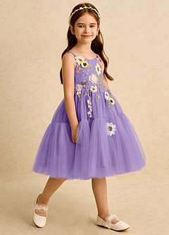 Azazie Osea Flower Girl Dresses Tahiti Ball-Gown Pleated Tulle Dress image5