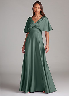 Azazie Pamela Brautjungfernkleider A-Linie Plissee Stretch-Satin Kleid Seemoos image1