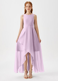 Azazie Lizette Junior Frosted Lilac A-Line Pleated Chiffon Dress image3