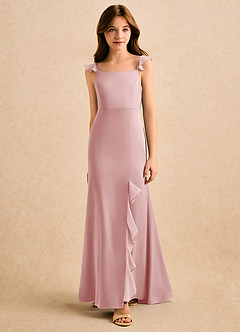 Azazie Novalie Girls Formal Flower Girl Klänningar Klä Sjöjungfru i Stretch Satin Rosett image3