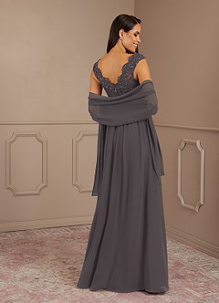 Azazie Amethyst Mother of the Bride Dresses A-Line V-Neck Sequins Chiffon Floor-Length Dress image2