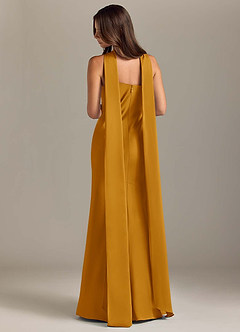 Azazie Kinsley Bridesmaid Dresses Butterscotch Mermaid Side Slit Stretch Satin Dress image2