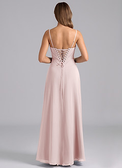 Azazie Valentine Bridesmaid Dresses Blushing Pink A-Line Corset Chiffon Dress image2