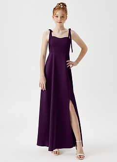 Azazie Rosey Junior Robe Trapèze en Satin extensible Encolure en Forme de Cœur Grain De Raisin image5