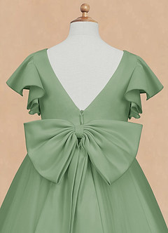 Azazie Kaeya Flower Girl Dresses Matcha A-Line Bow Tulle Dress image8