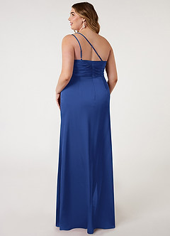 Azazie Eren Bridesmaid Dresses Royal Blue Mermaid One Shoulder Stretch Satin Dress image7