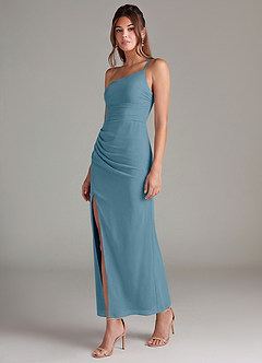 Azazie Eren Abiti da Damigella Abito Sirena in Chiffon Monospalla Bermuda image5