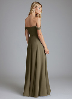 Azazie Seriana Brudtärnklänningar Klä av A-Linje i Chiffong Av axeln Pilgrön image2