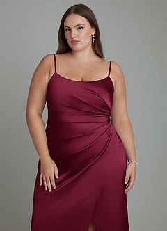Azazie Calandra Brudtärnklänningar Klänning av Tubklänning i Stretch Satin Plisserad Bourgogne image8