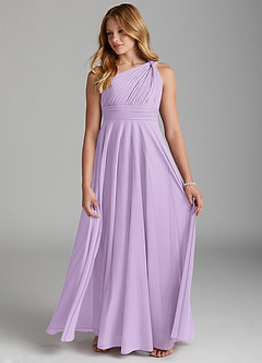 Azazie Charlize Junior Lilac A-Line Mesh Dress image4