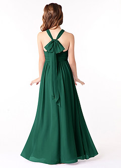Azazie Jaylah Junior Emerald A-Line Ruched Chiffon Dress image1
