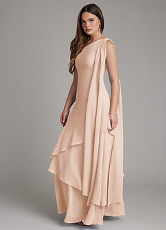 Azazie Monique Bridesmaid Dresses English Rose A-Line One Shoulder Chiffon Dress image3
