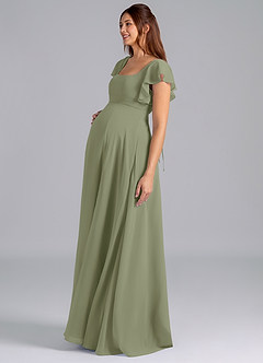 Azazie Bondi Maternity Bridesmaid Dresses A-Line Ruched Chiffon Floor-Length Dress image4