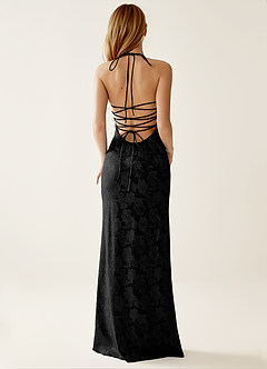 Angena Black Jacquard Open Back Summer Dress image2