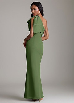 Azazie Yuanna Bridesmaid Dresses Olive Mermaid One Shoulder Chiffon Dress image2