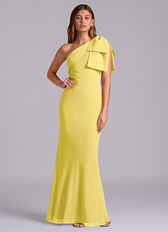 Azazie Yuanna Bridesmaid Dresses Canary Mermaid One Shoulder Chiffon Dress image1