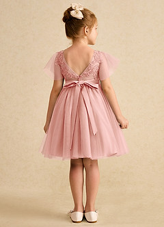 Azazie Queenie Flower Girl Dresses Rosette A-Line Lace Dress image2