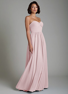 Azazie Petra Bridesmaid Dresses Blushing Pink A-Line Corset Chiffon Dress image5