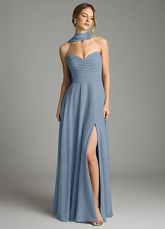 Azazie Ayla Abiti da Damigella Abito A-Line in Chiffon Scollo a Cuore Blu Polveroso image7