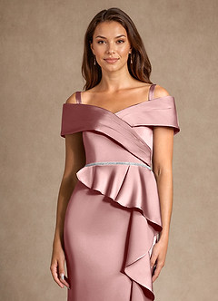 Azazie Dareia Mother of the Bride Dresses Dusty Rose Mermaid Off the Shoulder Stretch Satin Dress image8
