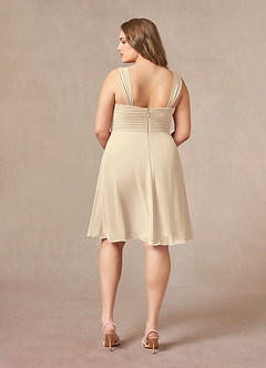 Azazie Olivia Mother of the Bride Dresses Champagne A-Line Square Neckline Pleated Chiffon Dress image11