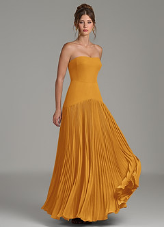 Azazie Yuliana Bridesmaid Dresses Butterscotch A-Line Strapless Chiffon Dress image3