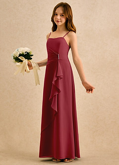 Azazie lolly Girls Formal Robe Demoiselle D'honneur Fillette Robe Trapèze en Mousseline de soie Plissée Grenade image1