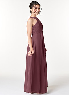 Azazie Kaleigh Junior Agave A-Line Pleated Chiffon Dress image5